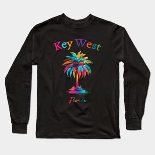 Key West Watercolor Palm Tree Long Sleeve T-Shirt